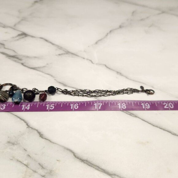 Premier Designs Necklace Art Glass Swirl Gun Metal Bohemian Charm Bead - Picture 8 of 10